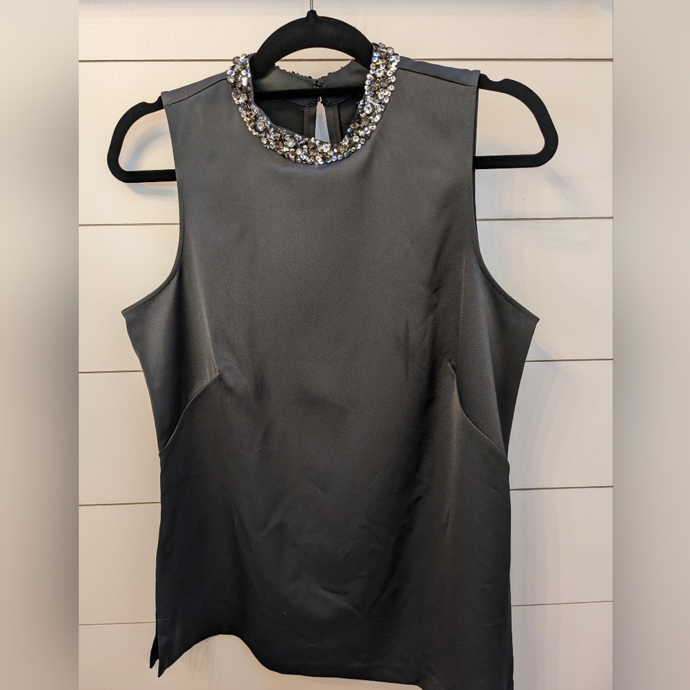 Ann Taylor Sleeveless blouse with embellished collar NWT